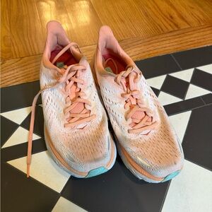 Hoka Peach and Aqua Women's Sneakers